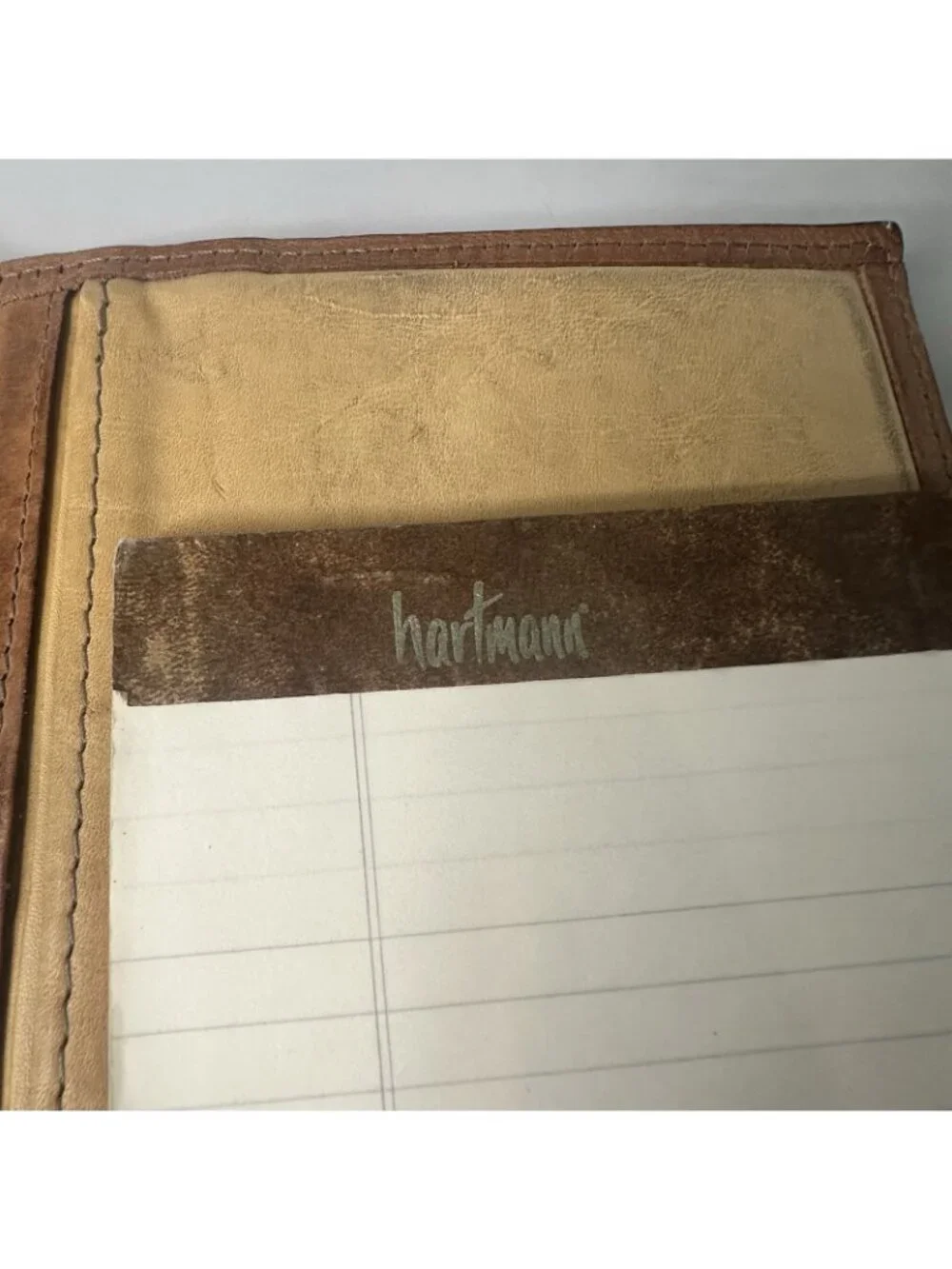 VTG Hartmann Belting Leather Writing Folio Jotter Pad w/original Pad & Pen 8.5x6